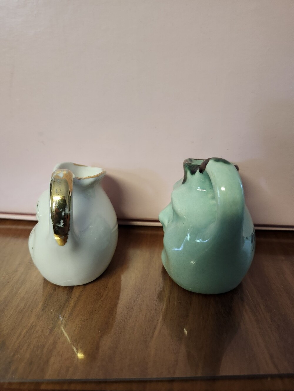 Vintage Anthropomorphic Man in the Moon Face Pitcher, Small Pitchers Pair - Picture 2 of 11